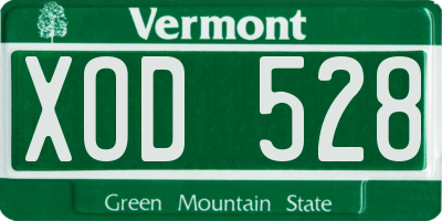 VT license plate XOD528