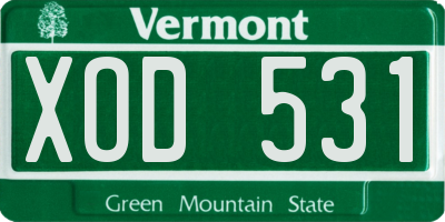 VT license plate XOD531