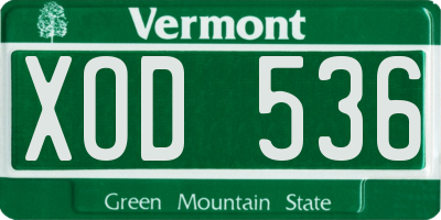 VT license plate XOD536