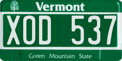 VT license plate XOD537