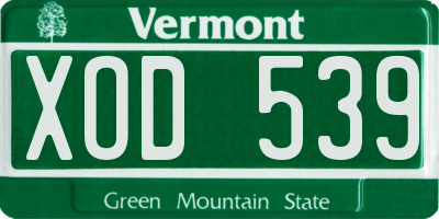 VT license plate XOD539