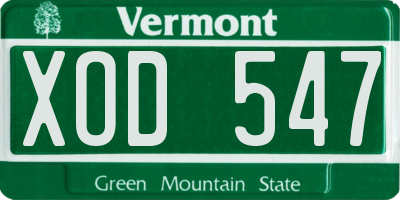 VT license plate XOD547
