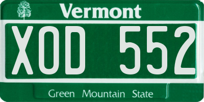 VT license plate XOD552