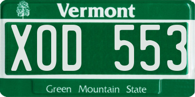 VT license plate XOD553
