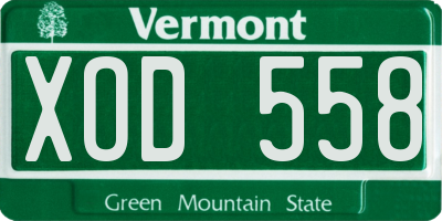 VT license plate XOD558