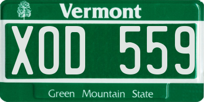 VT license plate XOD559