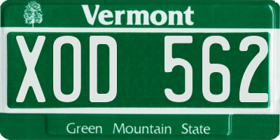 VT license plate XOD562