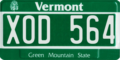 VT license plate XOD564