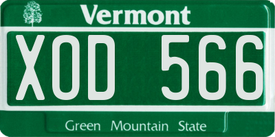 VT license plate XOD566