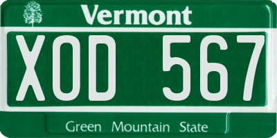 VT license plate XOD567