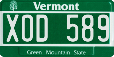 VT license plate XOD589