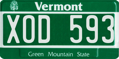 VT license plate XOD593