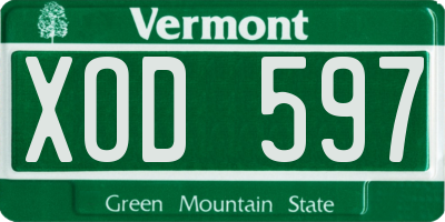 VT license plate XOD597