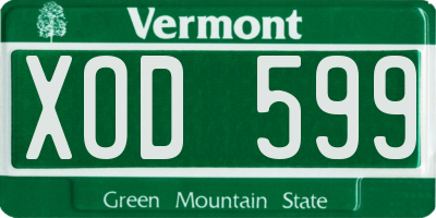 VT license plate XOD599