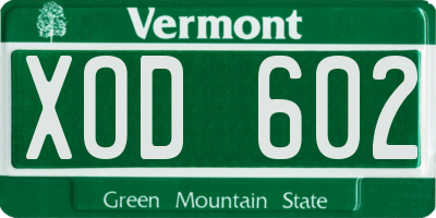 VT license plate XOD602