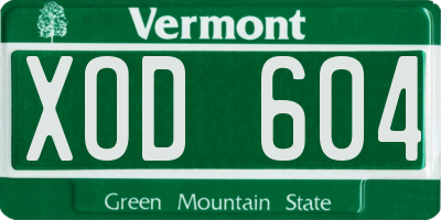 VT license plate XOD604