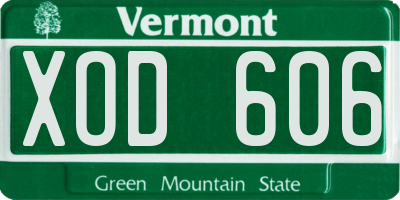 VT license plate XOD606