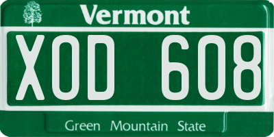VT license plate XOD608