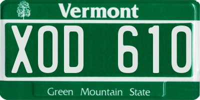 VT license plate XOD610