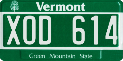 VT license plate XOD614