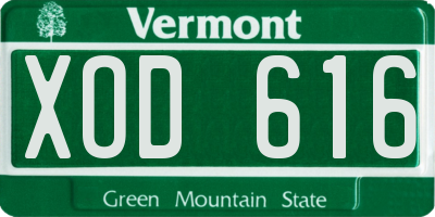 VT license plate XOD616