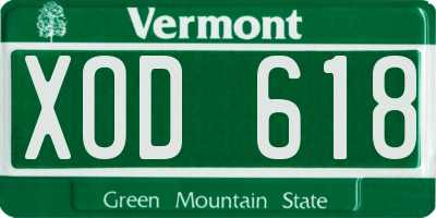 VT license plate XOD618