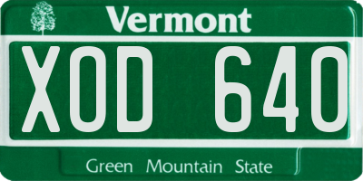 VT license plate XOD640