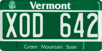 VT license plate XOD642