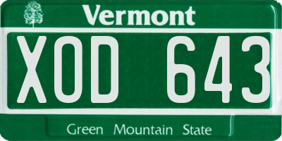 VT license plate XOD643