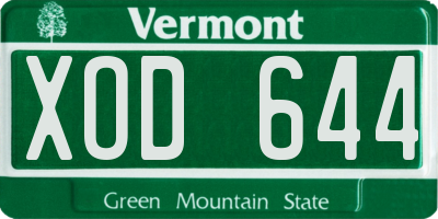 VT license plate XOD644