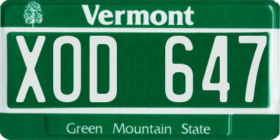 VT license plate XOD647
