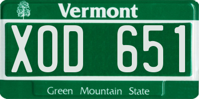 VT license plate XOD651