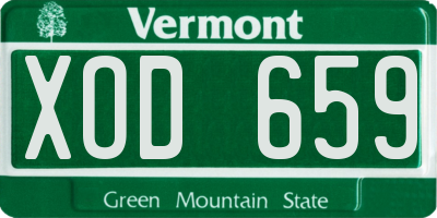 VT license plate XOD659