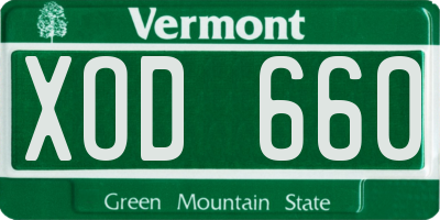 VT license plate XOD660