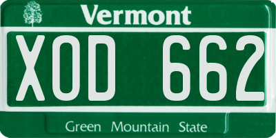 VT license plate XOD662