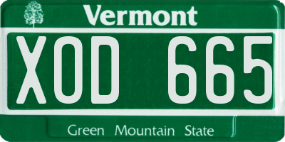 VT license plate XOD665
