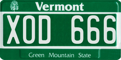 VT license plate XOD666