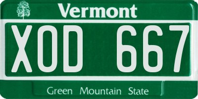 VT license plate XOD667