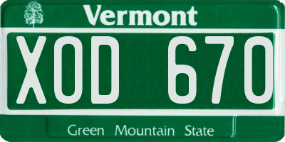 VT license plate XOD670