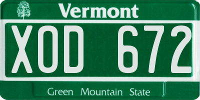 VT license plate XOD672