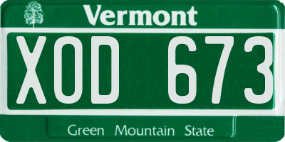 VT license plate XOD673