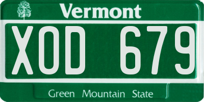 VT license plate XOD679