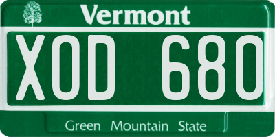 VT license plate XOD680