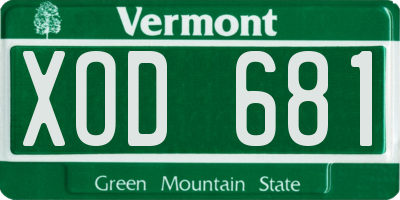 VT license plate XOD681