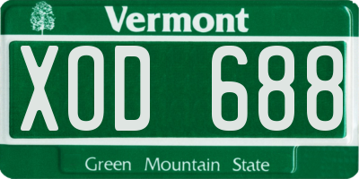 VT license plate XOD688