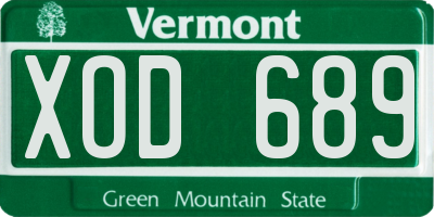 VT license plate XOD689