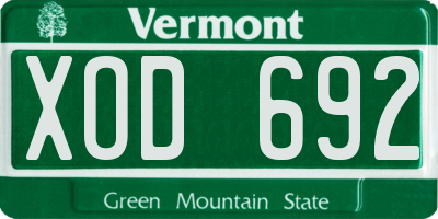VT license plate XOD692