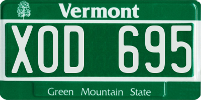 VT license plate XOD695