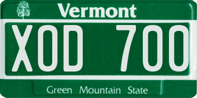 VT license plate XOD700