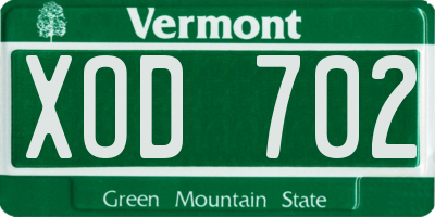 VT license plate XOD702
